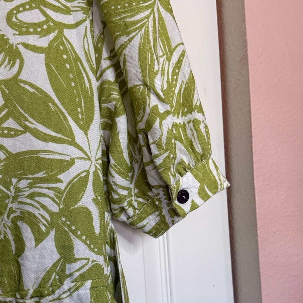 Rachel Parcell Green Leaf Print Mini Dress with waist ties size S - Picture 13 of 13